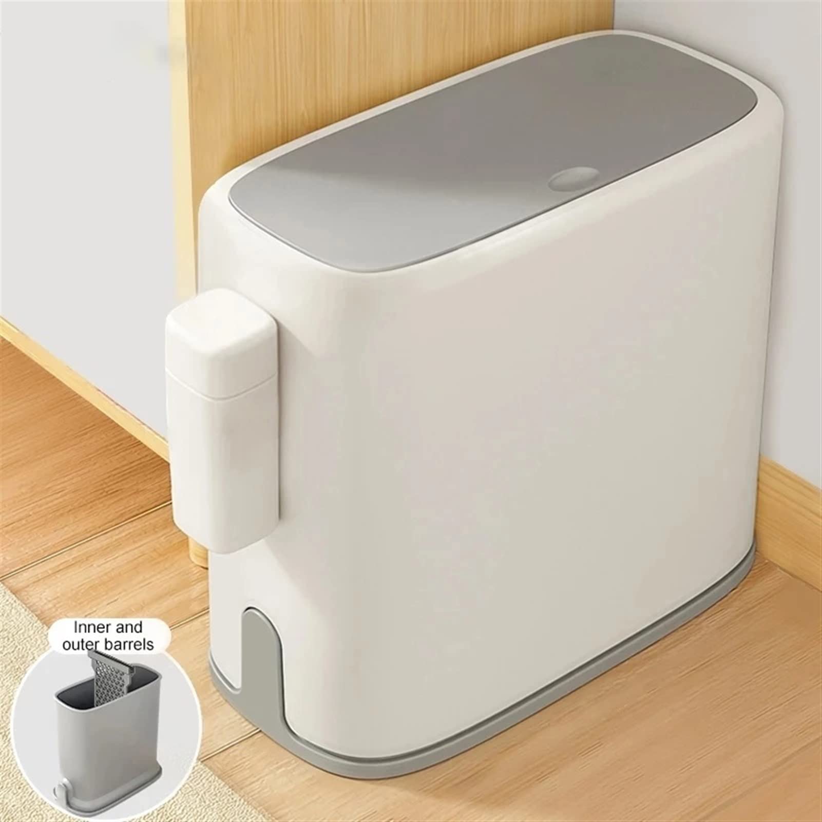 TOMYEUS 13 Gallon Stainless Steel Trash Can with Lid - Double Layer Kitchen & Bathroom Garbage Bin, Narrow Space Design, Odor Control for Home, Office, Dorm Use - Perfect for Under Sink, Pantry & Toilet Areas