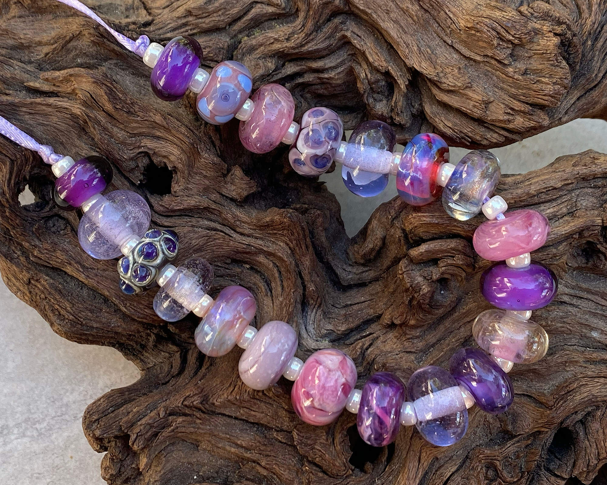 20-Piece Purple Orphan Lampwork Glass Beads Set for Jewelry Making - SRA Certified, DIY Craft Supplies for Necklaces, Bracelets & Earrings