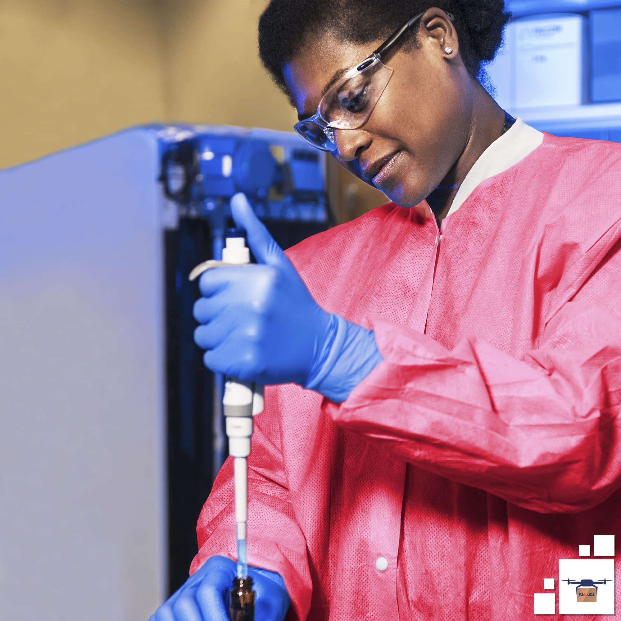 Disposable Lab Jackets - 32 Inch Long Red Workwear (Pack of 100) | X-Large Unisex PPE Coat with Snap Front, Knit Cuffs & 3 Pockets | 50 GSM SMS Material | Ideal for Medical Labs, Cleanrooms & Industrial Work Protection
