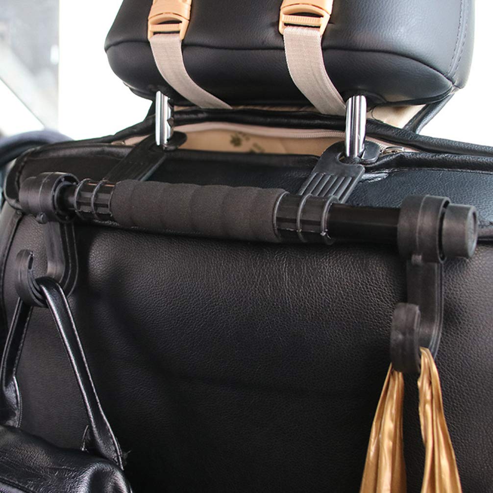 Garneck 2-Pack Rotating Car Headrest Hooks - Heavy Duty Swivel Hangers for Vehicle Seats, Extendable Front & Back Car Organizer Hooks - Perfect for Groceries, Purses, & Travel Accessories