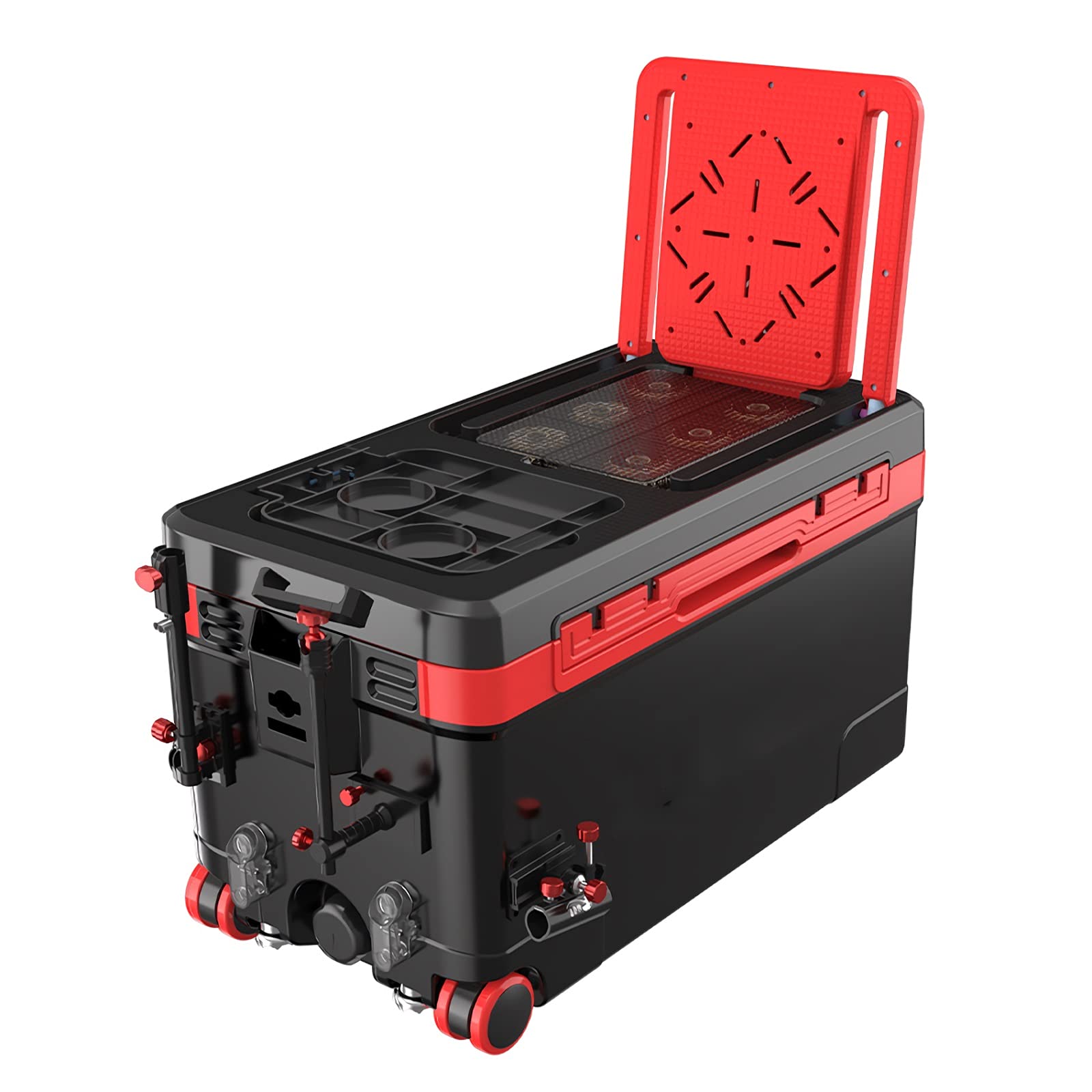 Portable Multifunctional 40L Fishing Tackle Box with Wheels & Foldable Backrest - Toolbox, Cooler & Seat for Fly Fishing, Sea Fishing & Outdoor Adventures | Perfect for Beach, Boat & Camping Trips