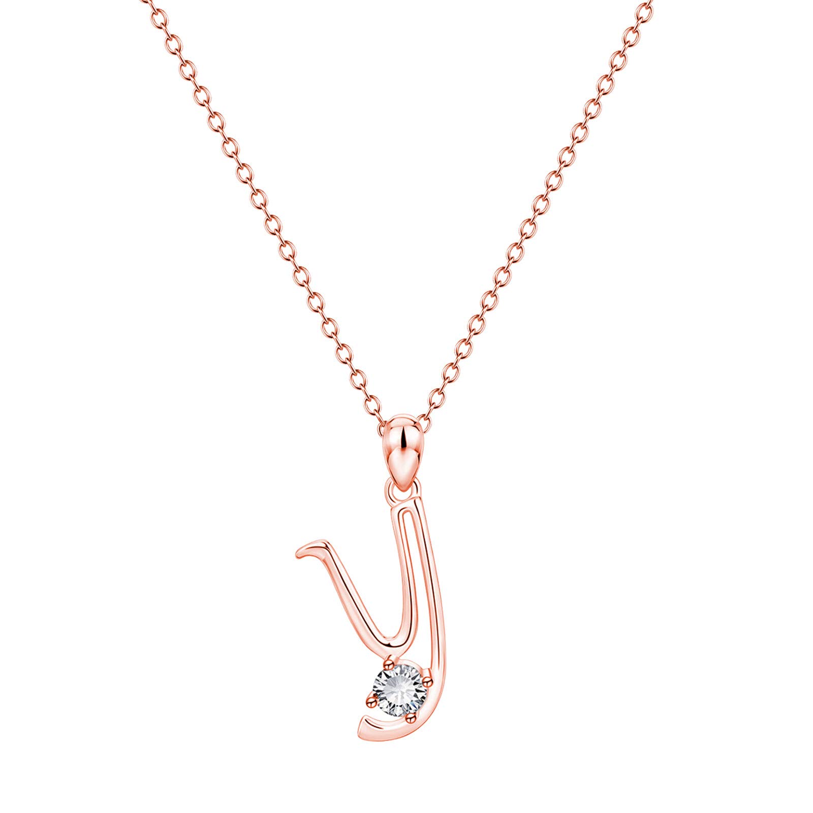 14K Gold Plated Sterling Silver Initial Necklace for Women - Cubic Zirconia Letter Pendant Charm Jewelry | Perfect Gift for Birthday, Anniversary & Valentine's Day