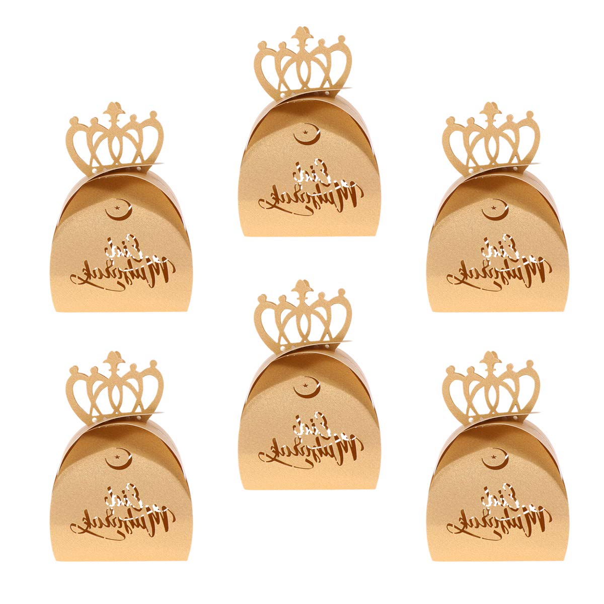 VALICLUD 10pcs Creative Crown Candy Boxes - Elegant Hollow Out Gift Cases for Eid Mubarak & Party Supplies