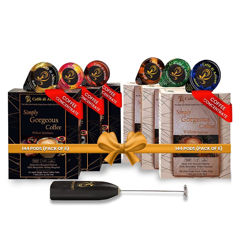 Cold Brew Coffee Concentrate Pods - 144 Instant Coffee Capsules, Pure Arabica Medium to Dark Roast | Rich Flavor Liquid Coffee Syrup for Iced Coffee & Lattes | Perfect for Home, Office & Travel