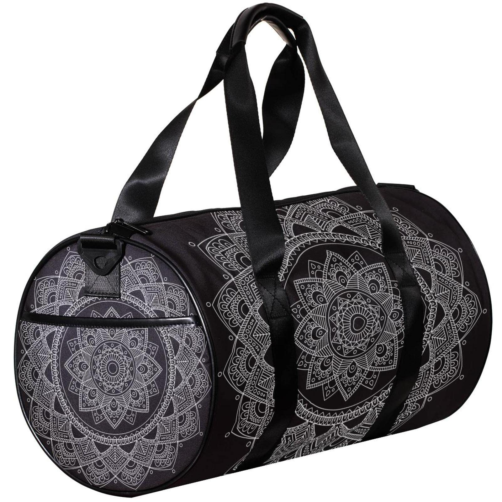 **Stylish Vintage Floral Gym Bag for Women & Men - Durable Sports Duffle Bag with Boho Mandala Design - Perfect for Workout, Yoga, Travel & Gym**