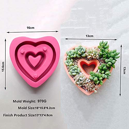 Premium Silicone Concrete Flower Pot Molds - Heart-Shaped DIY Planter Molds for Succulents, Cement & Clay Crafts | Perfect for Home Garden Decor, Wedding Favors & Handmade Gifts