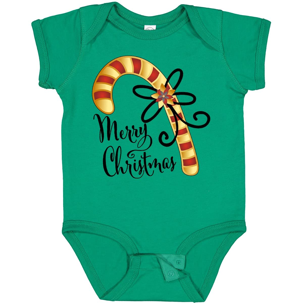 Inktastic Red and Gold Candy Cane Christmas Baby Bodysuit - Festive Holiday Outfit for Infants, Newborns & Toddlers - Perfect for Family Photos, Holiday Parties & Christmas Celebrations