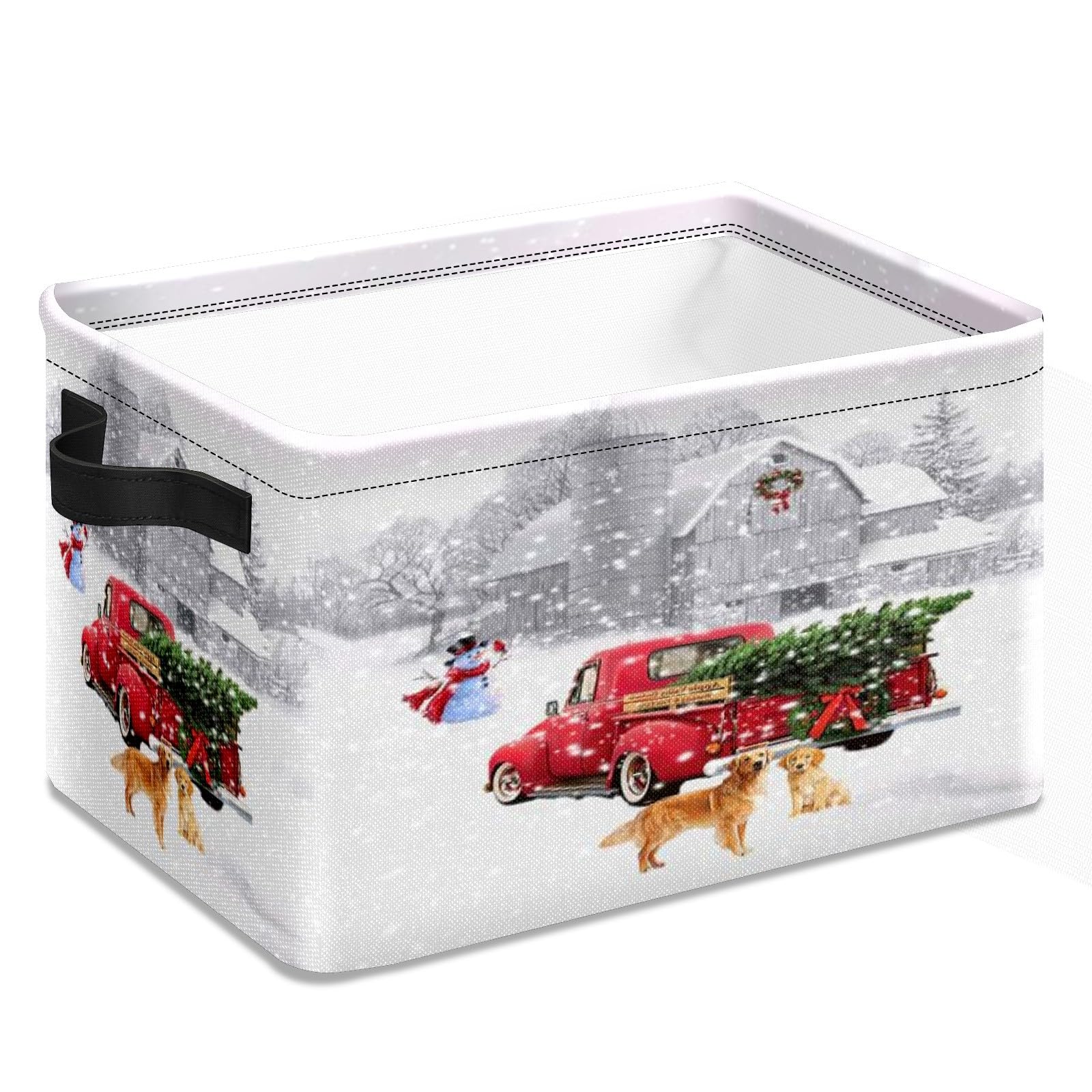 Large Foldable Storage Bin - Collapsible Organizer Basket for Pantry, Bedroom, Closet & Holiday Decor | Christmas Winter Farmhouse Decor | Space-Saving Home Organization