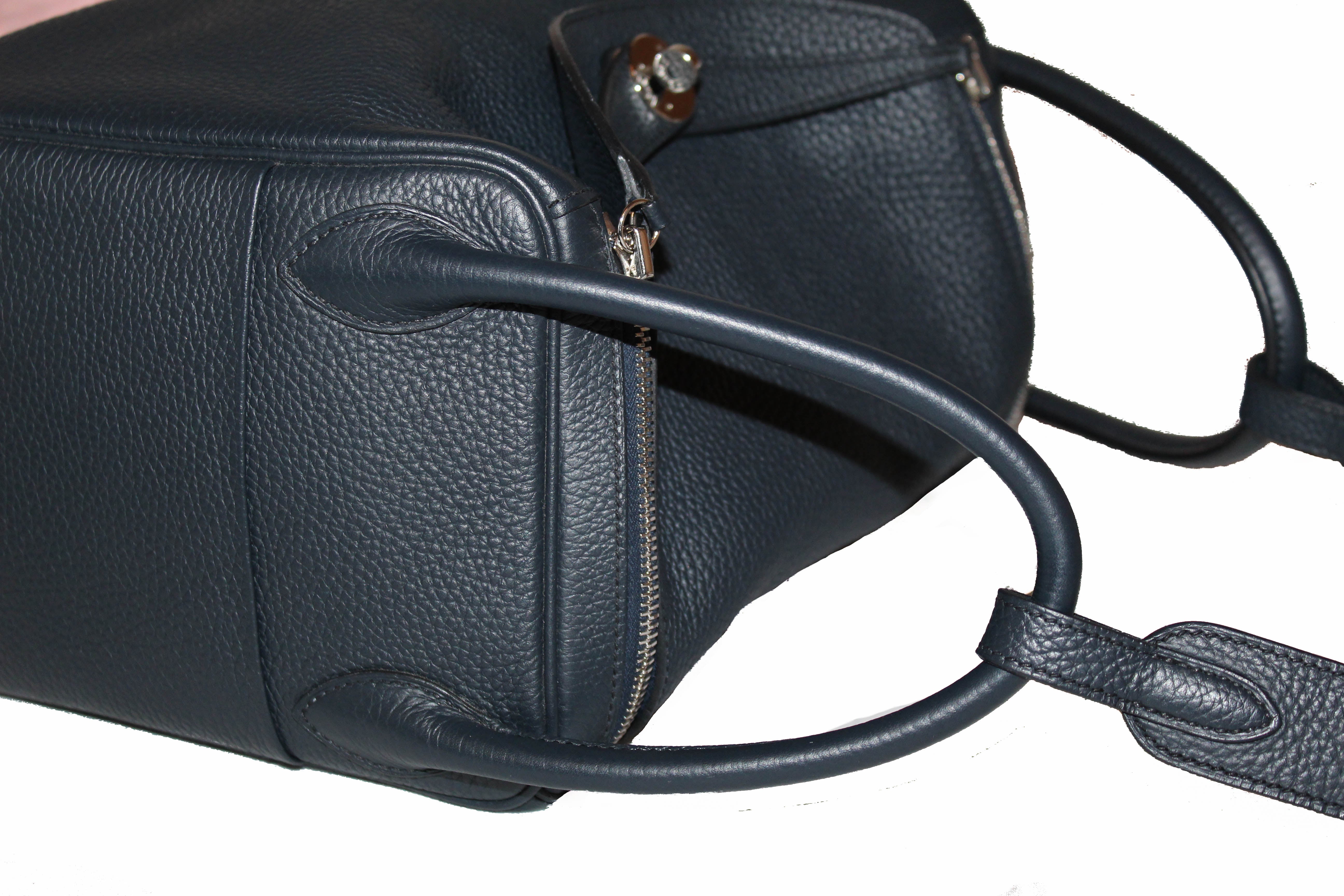 Authentic Hermes Bleu Indigo Togo Leather Lindy 30 Handbag & Shoulder Bag - Luxury Designer Purse for Women, Perfect for Work, Travel & Special Occasions