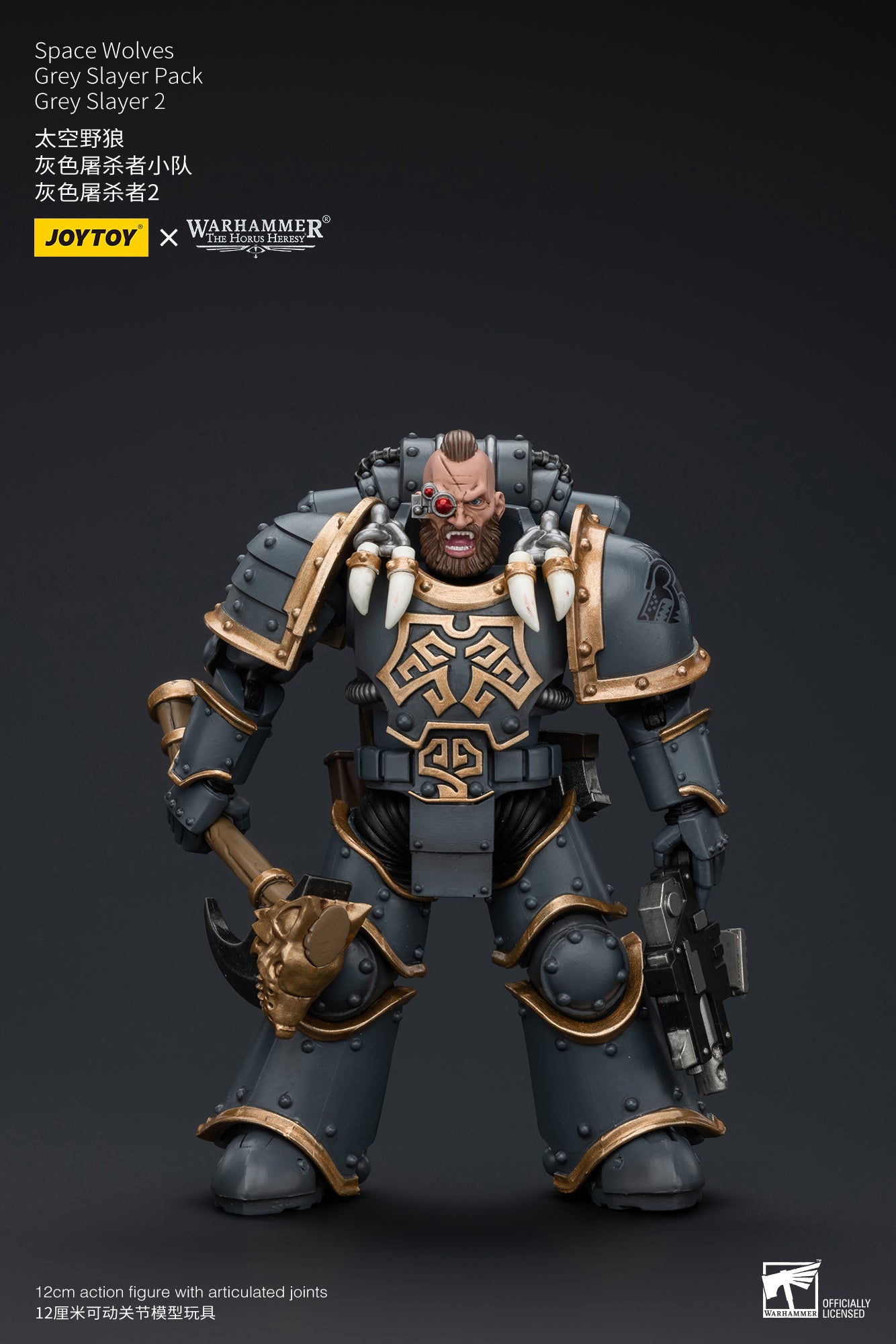 JOYTOY 1/18 Scale Warhammer The Horus Heresy Space Wolves Grey Slayer Action Figure Pack - Collectible Model for Display, Gaming & Warhammer 40K Battle Scenes
