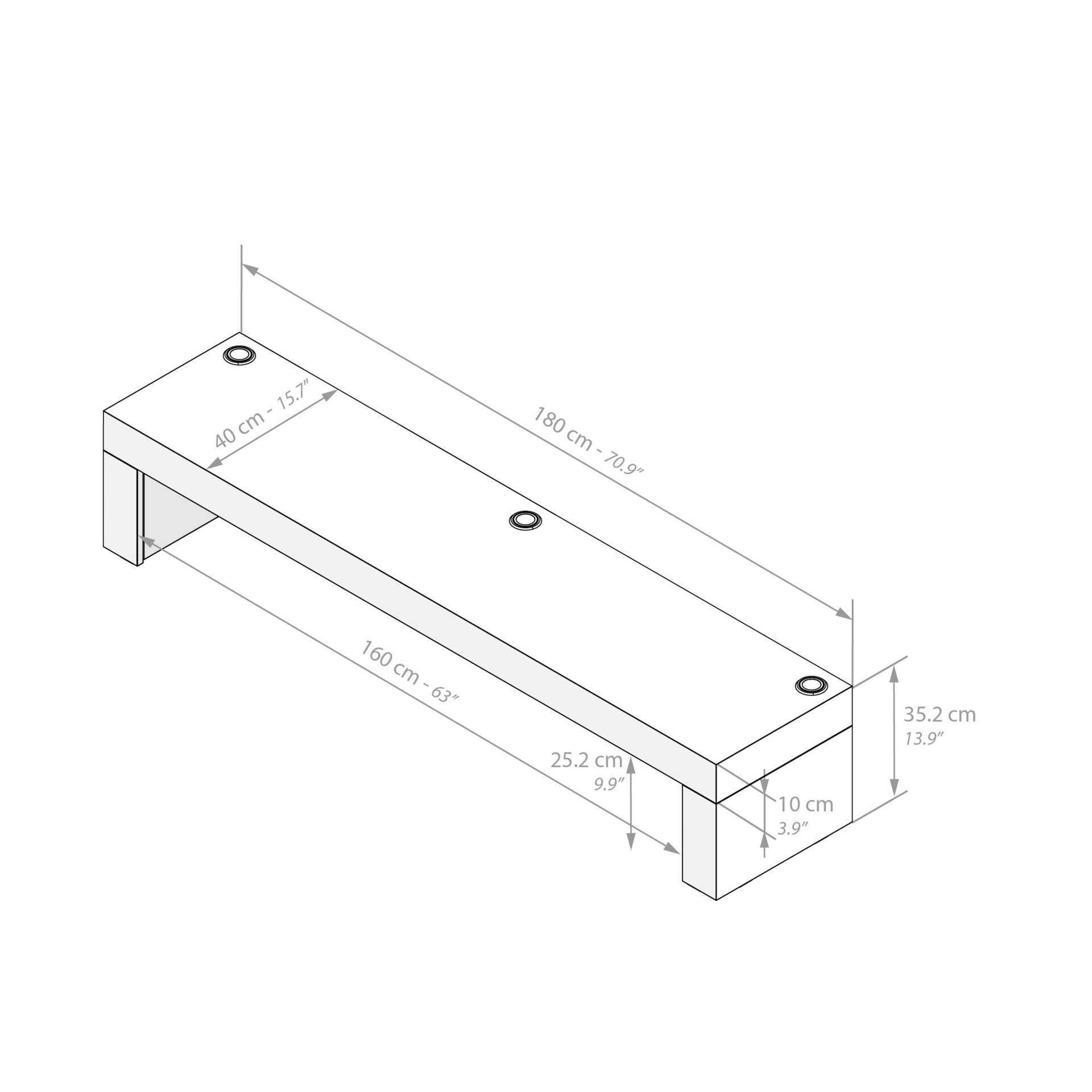 Evolution TV Stand 180x40 with Wireless Charger - Modern Concrete Effect Grey Media Console - Italian Made Furniture for Living Room & Home Theater Setup