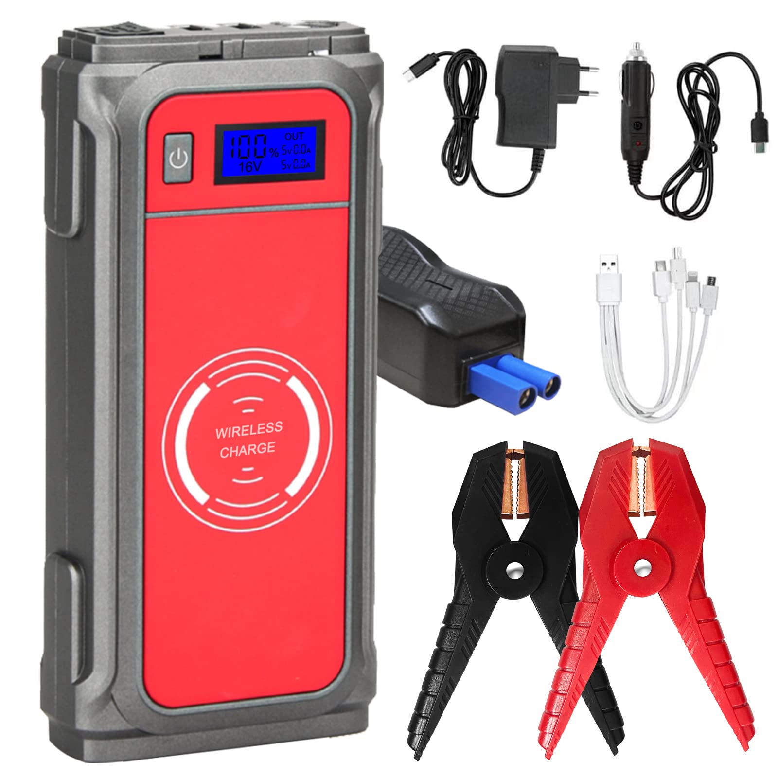 KOLANDY 2000A 20000mAh Portable Car Battery Jump Starter - Emergency Power Bank for 8.5L Gas/6L Diesel Engines with LED Light | Roadside Assistance, Camping & Emergency Power Supply