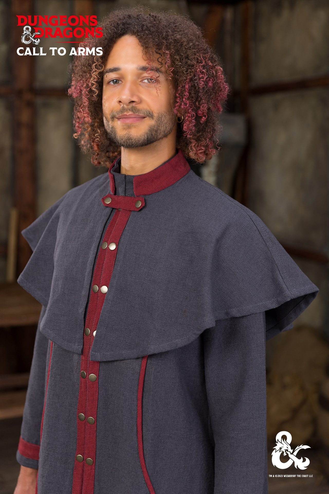 Dungeons & Dragons Warlock Cape - Grey & Red Fantasy Costume Cloak for Cosplay, LARP, and Tabletop RPG Gaming