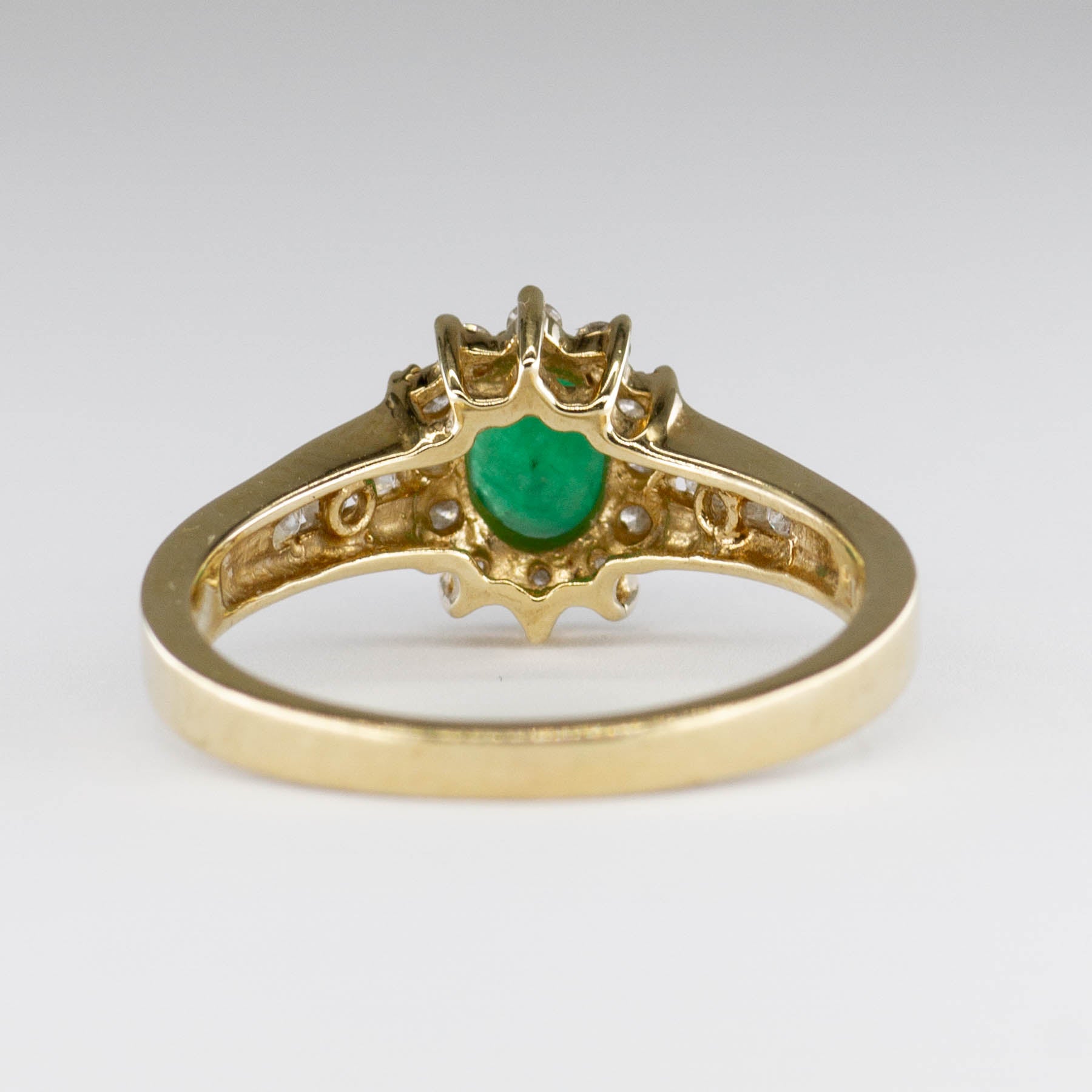 Emerald & Diamond Halo 10k Gold Ring for Women | 0.35ctw Gemstone, 0.25ct Diamond | Size 7.5 | Elegant Wedding, Engagement & Anniversary Jewelry Gift
