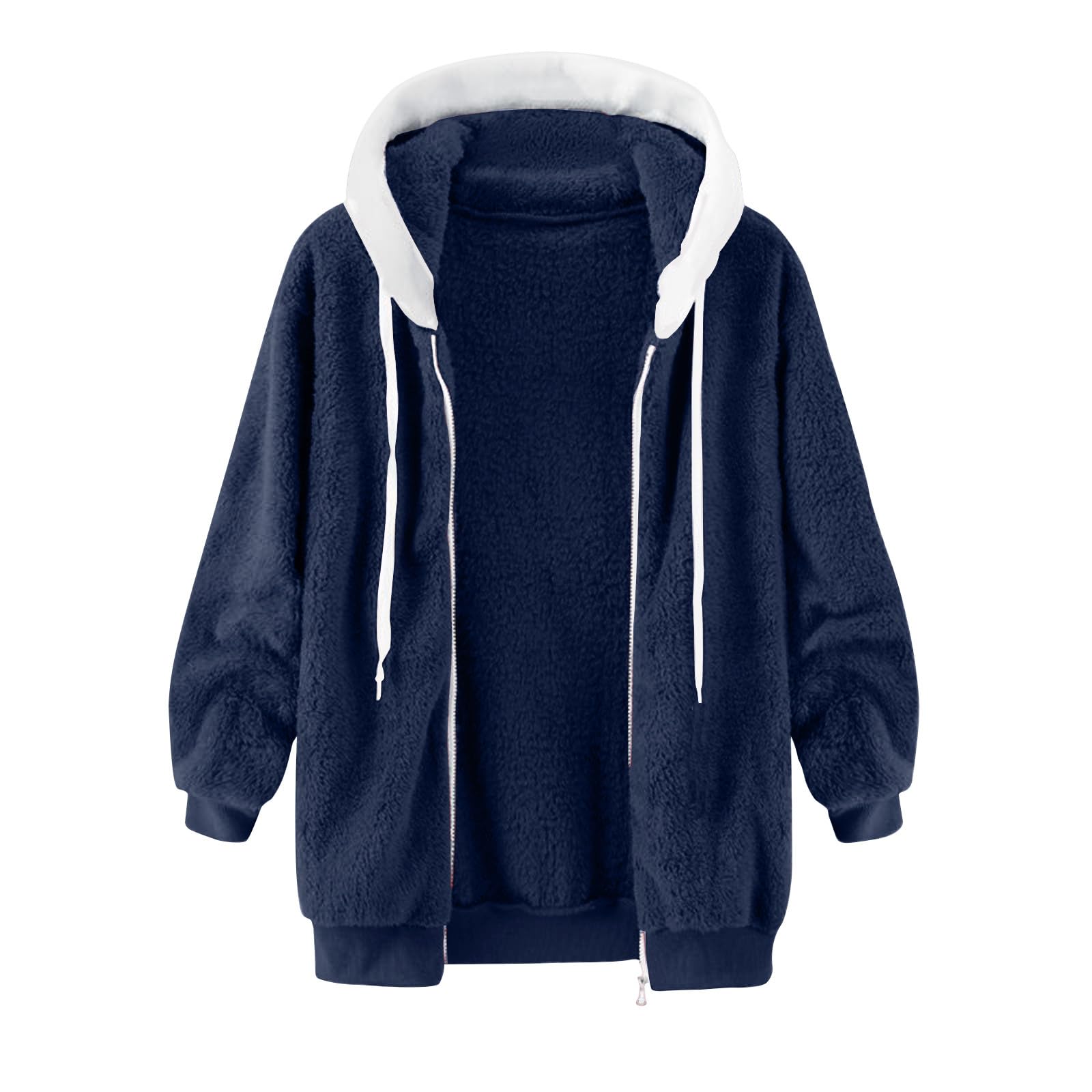 Women's 2023 Winter Fleece Jacket - Soft Hooded Full Zip Cardigan Coat with Pockets | Warm Outerwear for Fall & Winter | Casual Daily Wear, Outdoor Activities, Work & Travel | Prime Lightning Deal