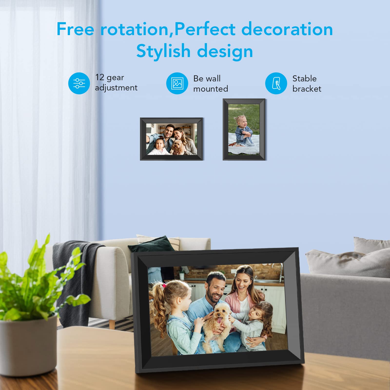 10.1 Inch FRAMEO Digital Picture Frame with WiFi & IPS Touch Screen - 16GB Storage, Instant Remote Photo/Video Sharing via Free Frameo App - Perfect Gift for Family, Friends, Home Decor & Office Display