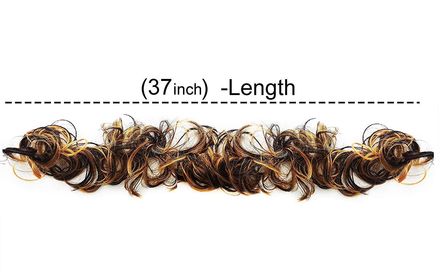 TJOM Frill Hair Extensions for Ponytail & Bun - Juda Maker Hairpiece (1 Pack, Golden Highlight) - Perfect for Parties, Weddings & Everyday Styling