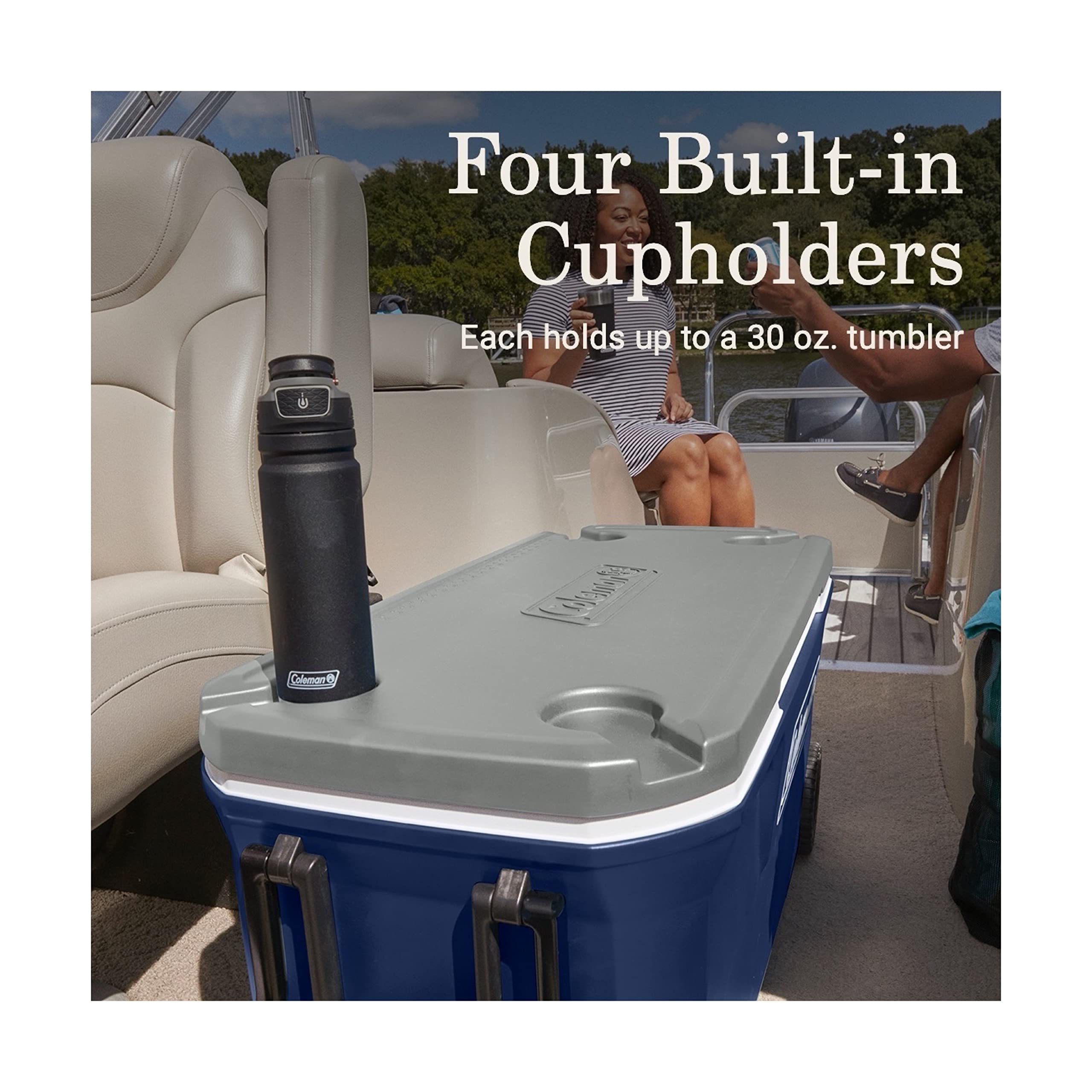 Coleman Classic Series 100-Quart Insulated Wheeled Cooler - Leak-Resistant, Keeps Ice for 5 Days, Perfect for Camping, Beach Trips, and Outdoor Adventures
