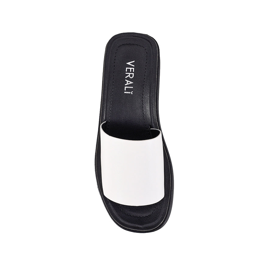 Rascal Women's Flatform Slide Sandals - White Smooth Leather Comfortable Summer Shoes for Beach, Pool, and Casual Outings