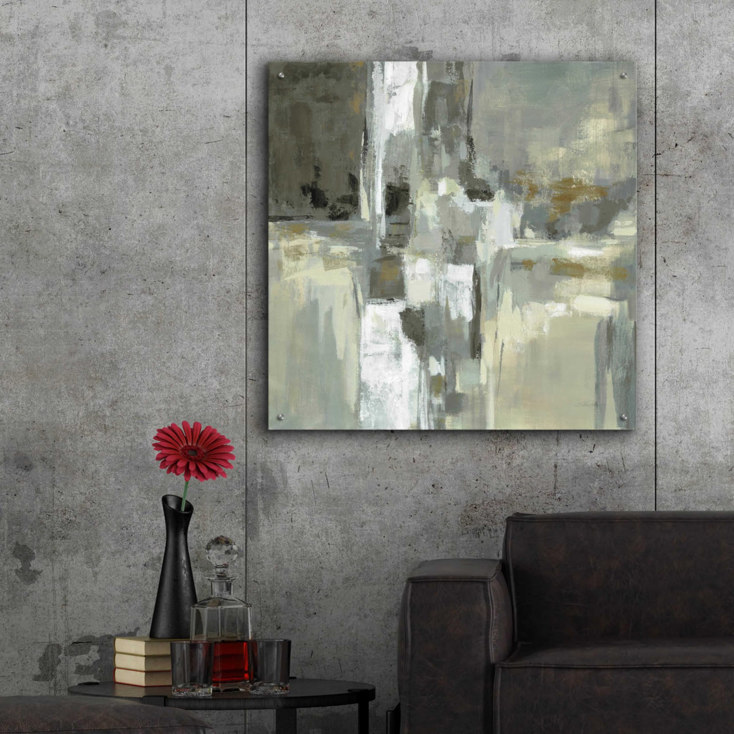 Epic Art 'Neutral Water' by Silvia Vassileva - 36x36 Inch Acrylic Glass Wall Painting - Modern Abstract Home Decor for Living Room, Bedroom & Office