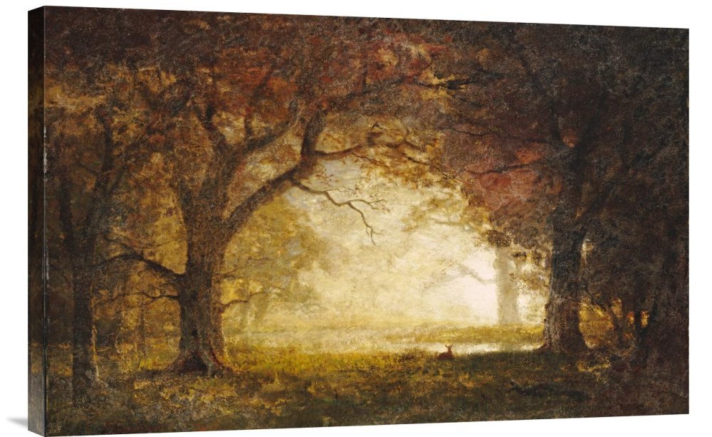 Albert Bierstadt Forest Sunrise Canvas Wall Art Print - Gallery Wrap Giclee Reproduction - Nature Landscape Painting for Living Room, Bedroom & Office Decor