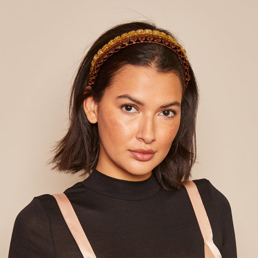 Rafaela Metallic Velvet Headband for Women - Elegant Hair Accessory for Parties, Weddings & Special Occasions