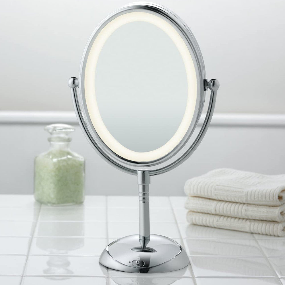 CONAIR LED Makeup Mirror 1X/7X Magnification 8.5 Inch with Touch Control - Perfect for Vanity, Bathroom & Travel (Model TGBE51LEDC)