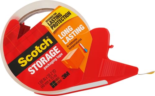 Scotch Heavy Duty Packaging Tape 1.88 Inch x 38.2 Yards - 2 Rolls with Dispenser for Shipping Boxes, Moving & Storage - Strong Adhesive Clear Packing Tape (3650S-RD-ESF) - Ideal for Home Office, Warehouse & Ecommerce Shipping
