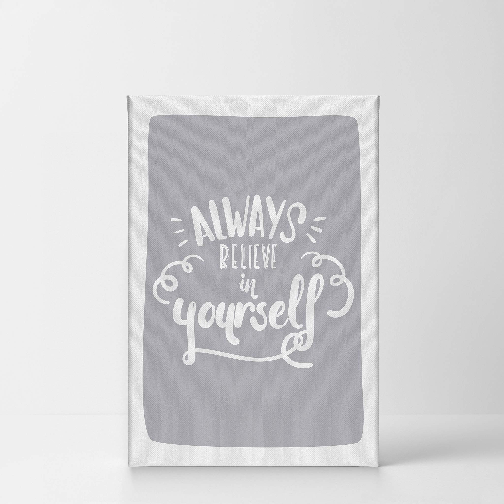 Always Believe in Yourself Inspirational Canvas Wall Art - Blue Lettering Print for Kids Room, Nursery & Baby Room Decor - Ready to Hang 28x19 Inch - Made in USA | Motivational Gift for Children's Bedroom & Playroom