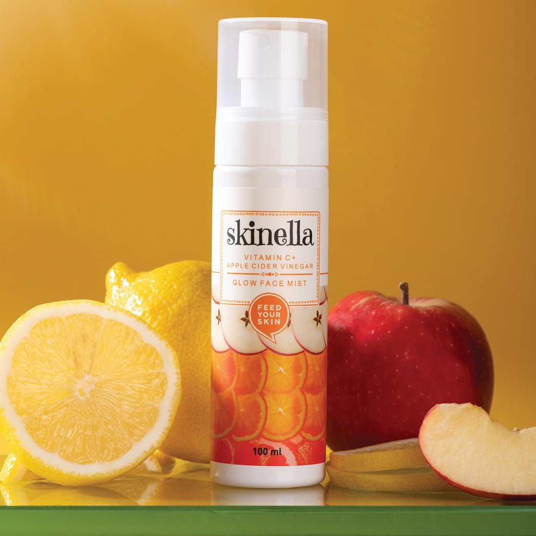 Skinella Vitamin C + Apple Cider Vinegar Glow Face Mist - 100ml | Hydrating Facial Spray for Brightening & Anti-Aging | Perfect for Daily Skincare Routine & On-the-Go Refreshment