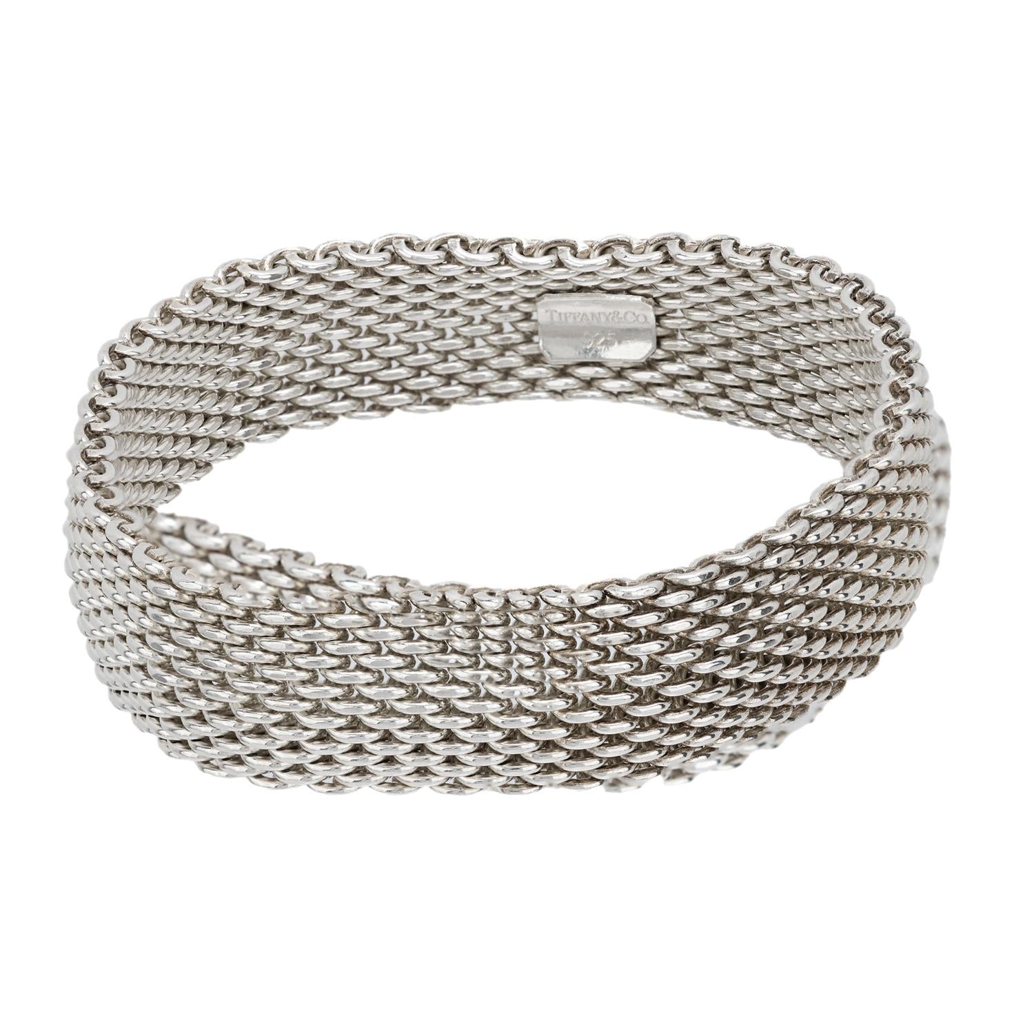 Vintage Tiffany & Co. Sterling Silver Mesh Bracelet for Women - Elegant Estate Jewelry Gift for Birthday, Anniversary & Special Occasions