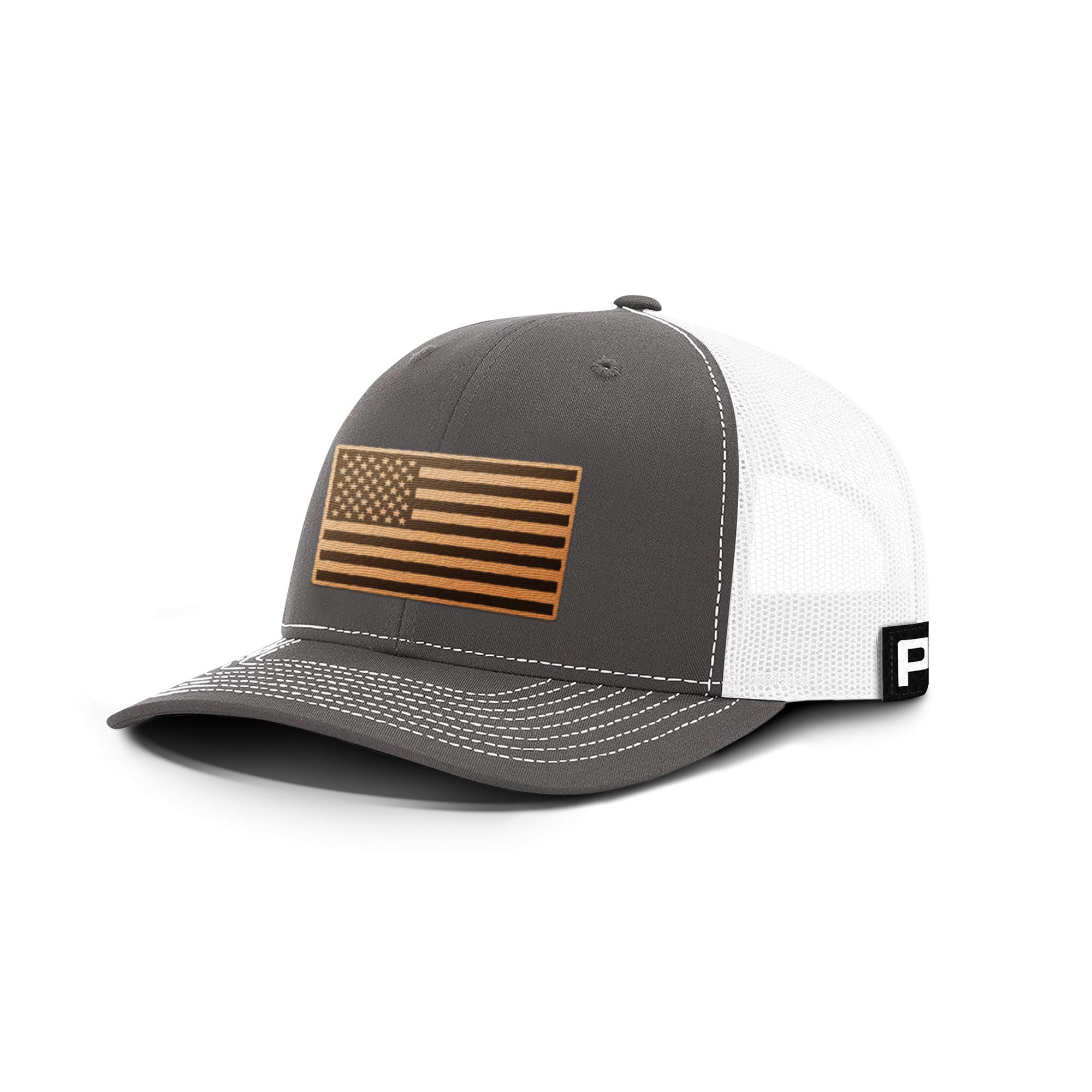 Printed Kicks USA Flag Leather Patch Back Mesh Hat - American Flag Baseball Cap for Men & Women | Patriotic Casual Hat for Outdoor Sports, Hiking, and Daily Wear