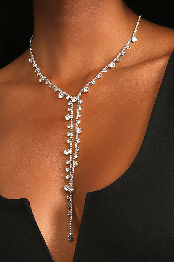 Elegant Irregular Full Diamond Necklace for Women - Perfect for Evening Parties, Weddings & Special Occasions