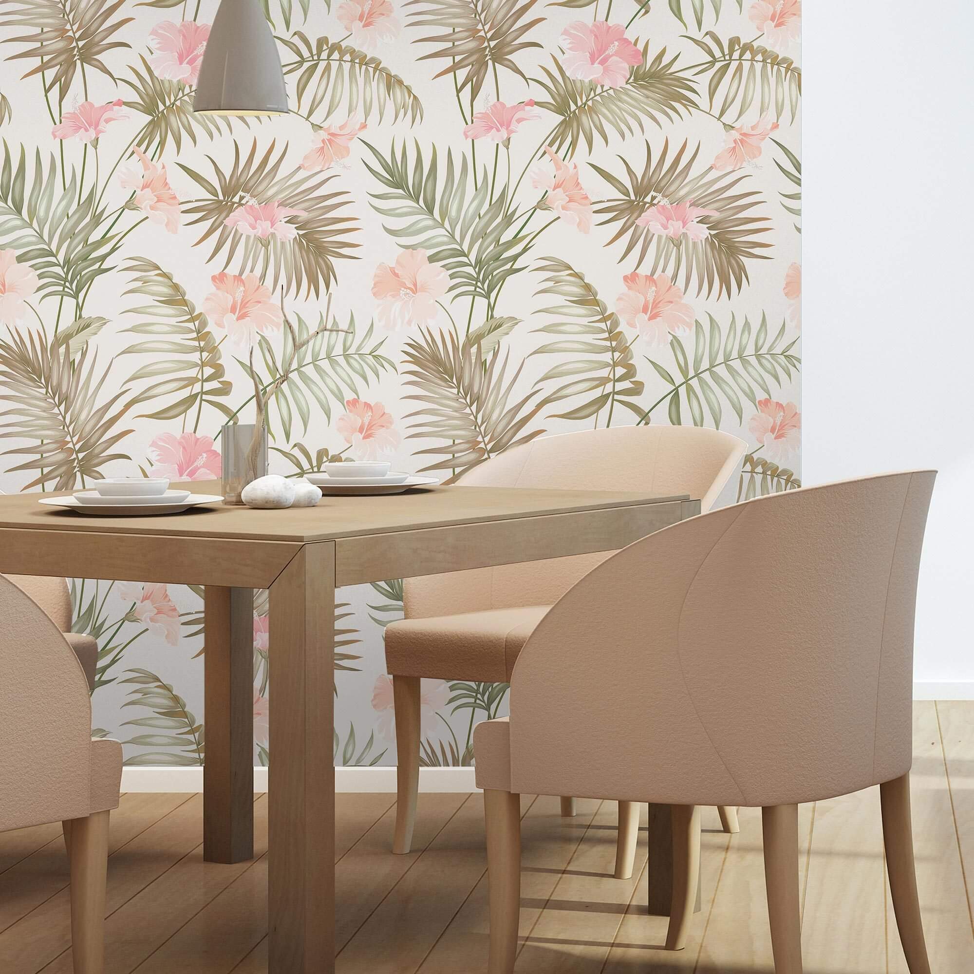 Natural Botanical Floral Peel and Stick Removable Wallpaper 3803 - Self-Adhesive Wall Decor for Bedroom, Living Room & Office