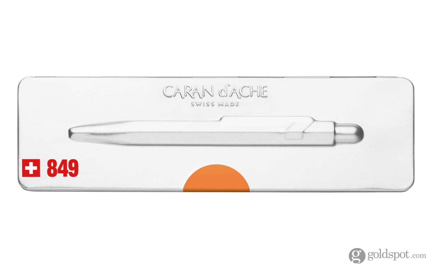 Caran d'Ache 849 Popline Ballpoint Pen - Fluorescent Orange Ink - Premium Swiss Writing Instrument for Office, School & Gift Giving