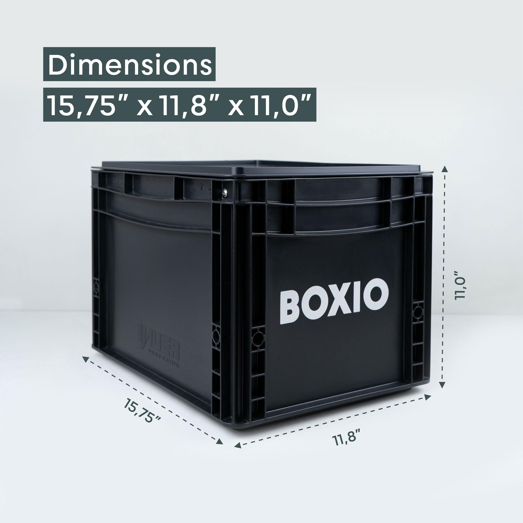 BOXIO SOLO - Stackable Plastic Storage Box with Lid, 40 x 30 x 28 cm Eurobox Container for Camping, Boating, Basement & Garden Organization | Durable & Space-Saving Storage Solution