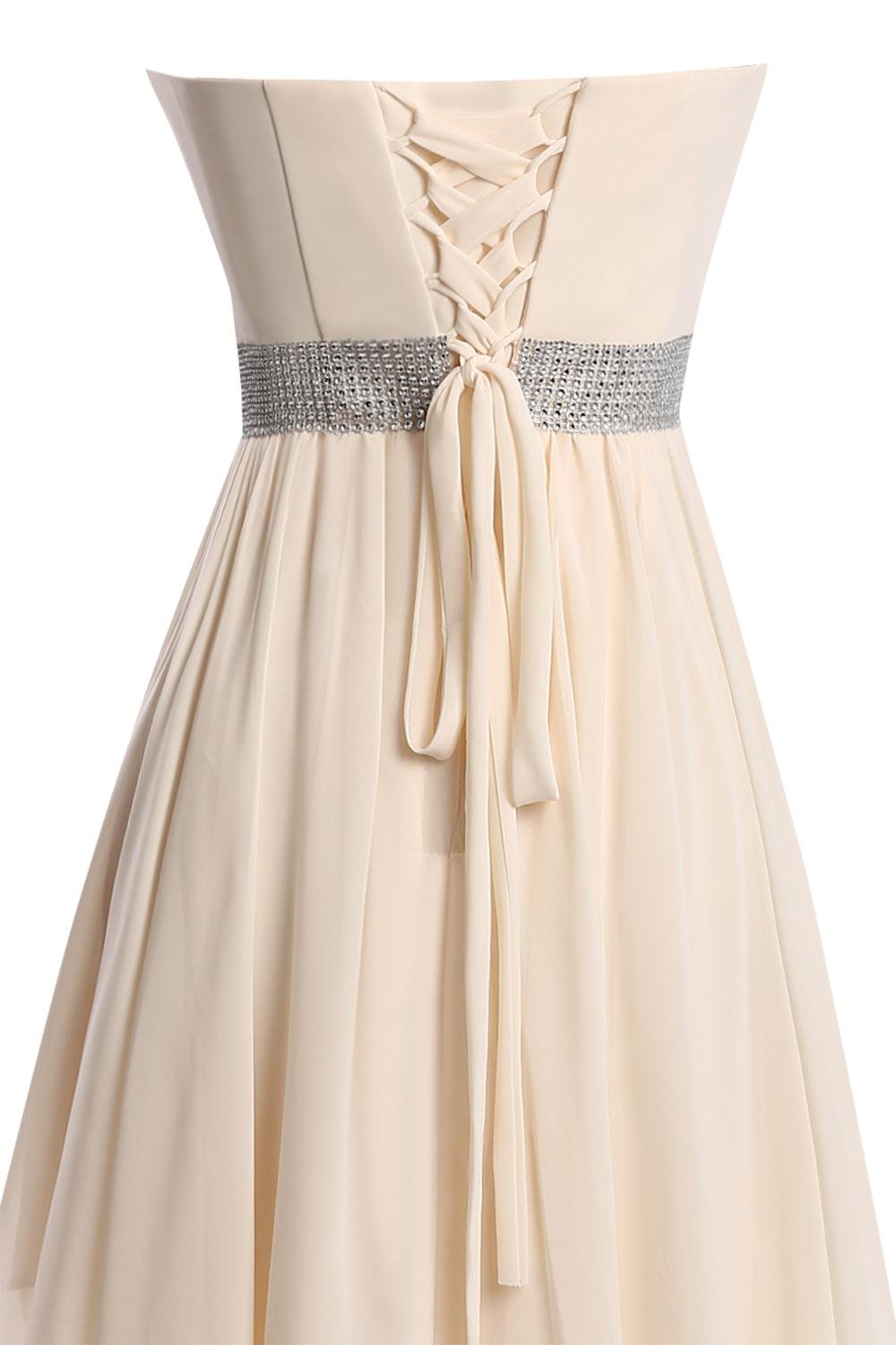 Elegant Women's High Low Lace Up Prom Dress - Homecoming Party Gown in Ivory Size 12 | Perfect for Formal Dances, Weddings & Special Occasions