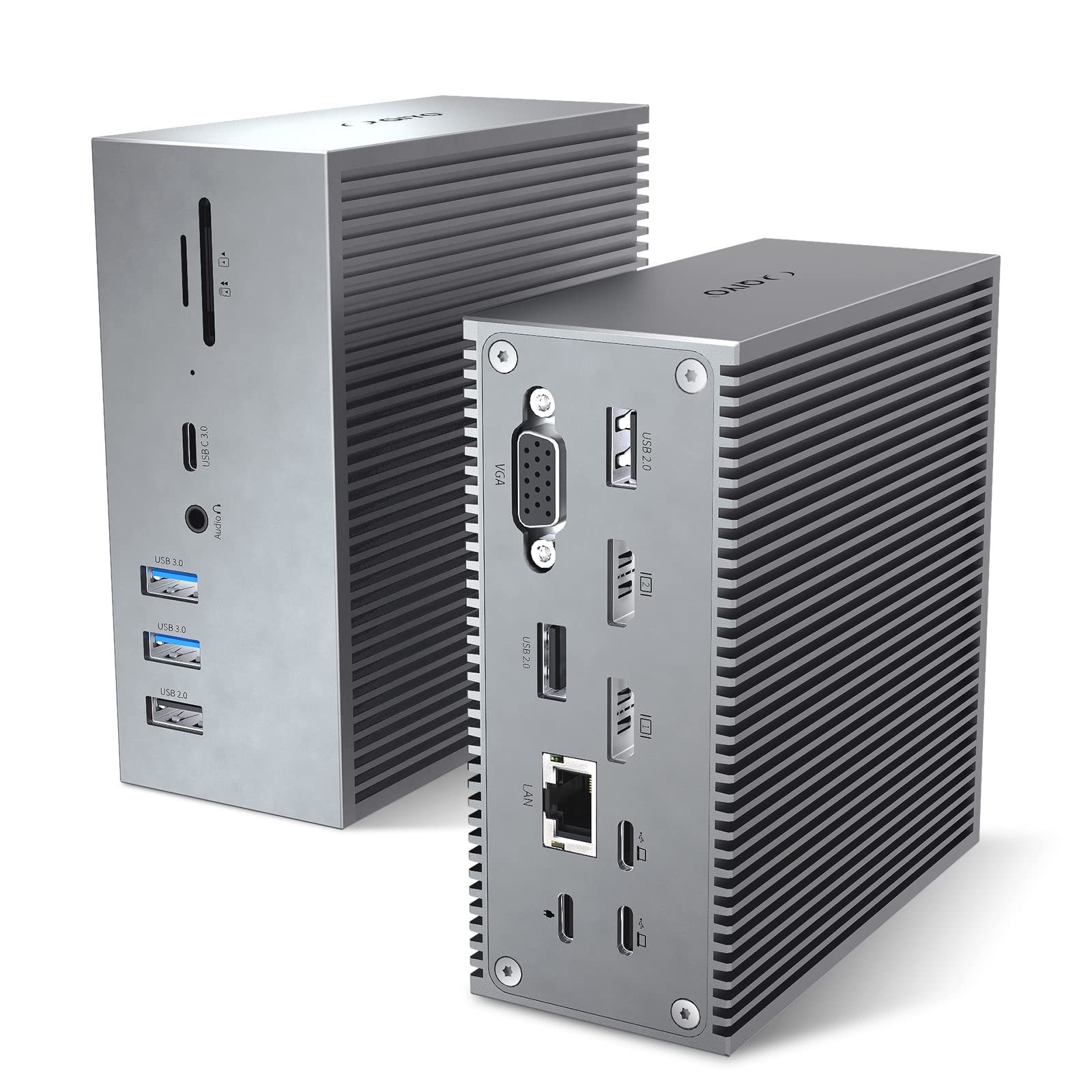 QIYO 16-in-2 USB C Docking Station for MacBook Pro/Air - Dual 4K HDMI, VGA, 6 USB Ports, RJ45 Ethernet, SD/TF Card Reader - Thunderbolt 3 Compatible (Not for M1) - Perfect for Home Office, Gaming & Multi-Monitor Workstations