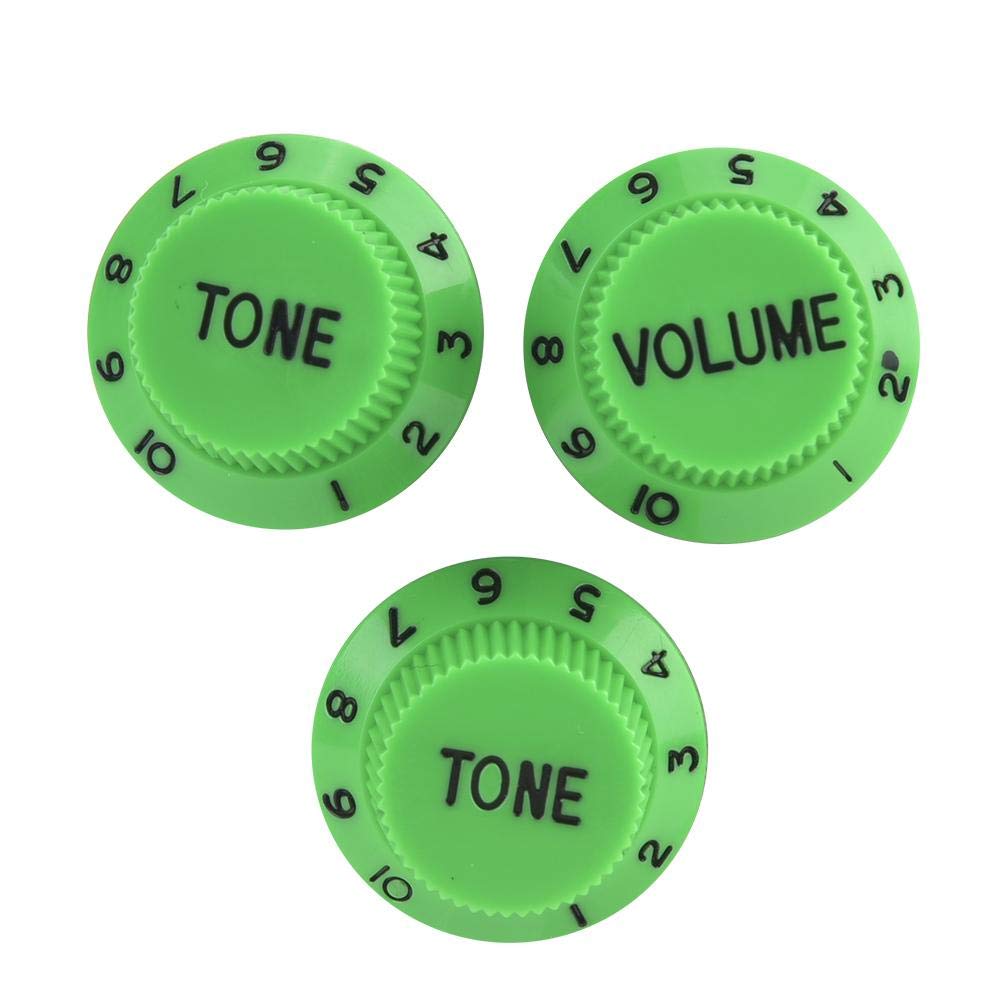 3PCS Green Electric Guitar Control Knobs - Replacement Parts for Strat & Squier Style Guitars - Perfect for DIY Repairs & Tone Customization