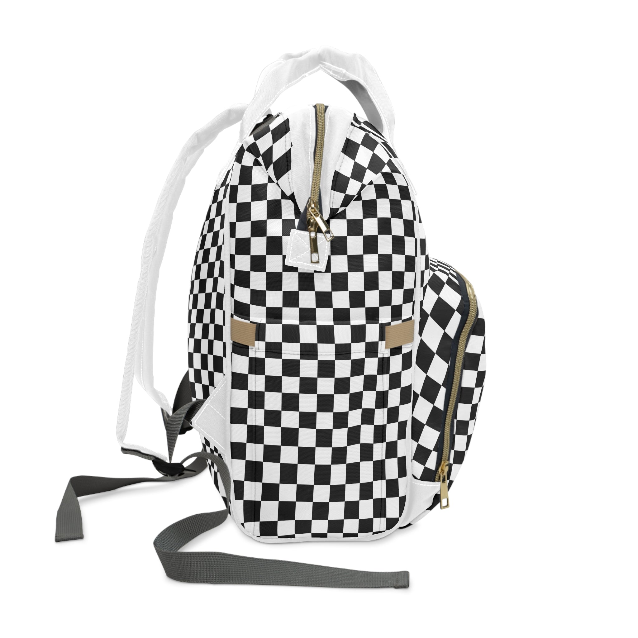 Checkered Diaper Backpack for Moms - Black & White Baby Essentials Organizer with Insulated Bottle Pockets | Perfect for Travel, Hospital Visits & Everyday Parenting