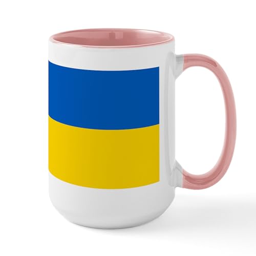 White/Pink Inside - Ukraine Flag Mugs