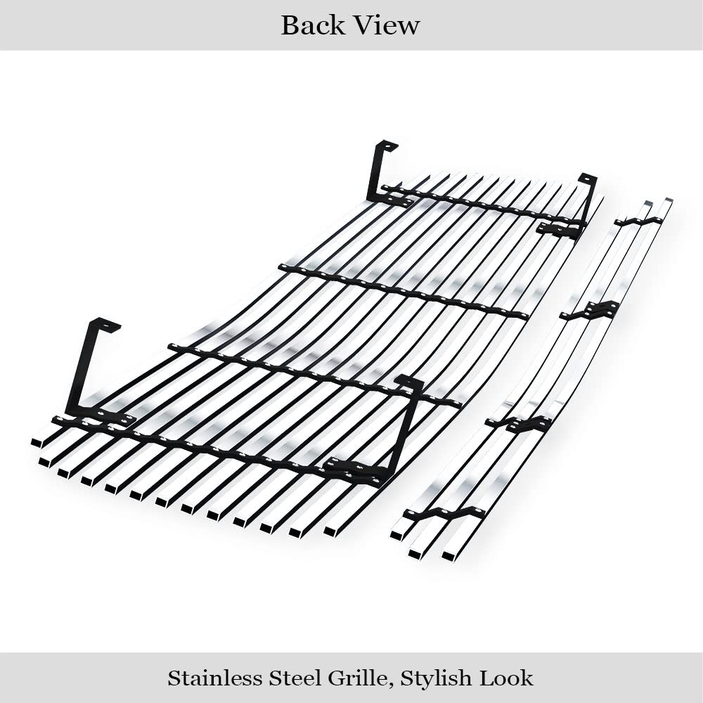 APS Compatible with Dodge Charger 2005-2010 Upper & Lower Bumper Grille Insert Combo - Stainless Steel SS Silver Billet Front Grill (D87889A) - Perfect for Car Upgrades & Customization