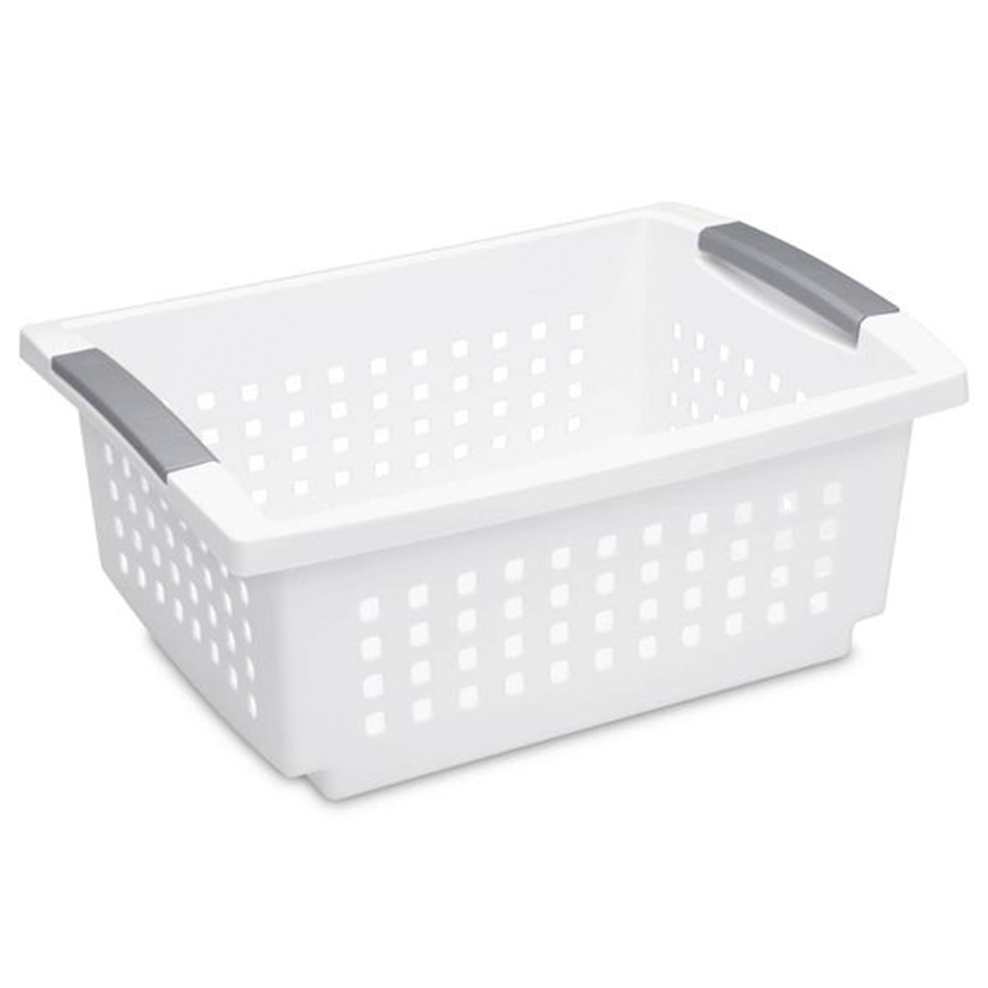 Sterilite Medium White Stackable Storage Bins with Flip-Down Accent Rails - 20 Pack for Home, Office, and Closet Organization