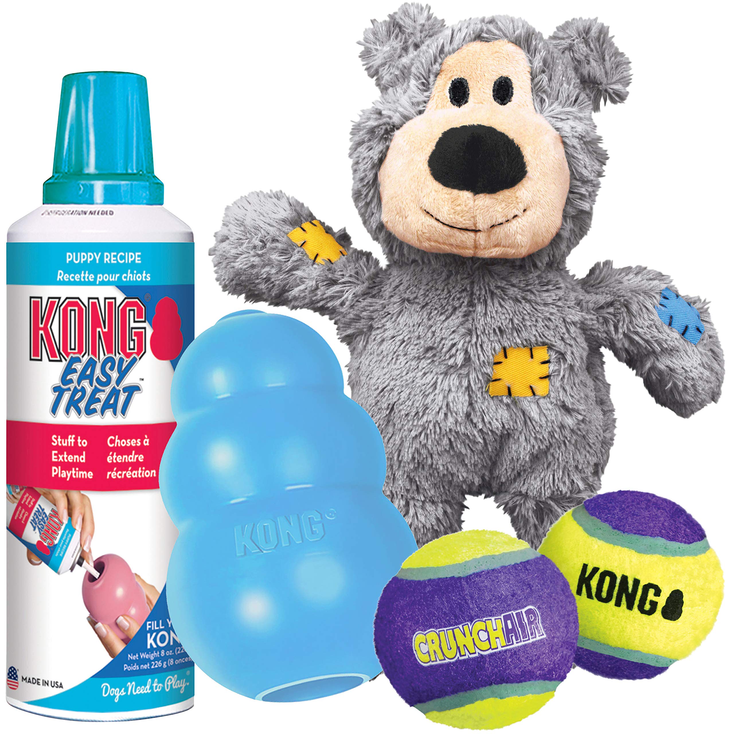 KONG Puppy Starter Dog Toy Kit - Durable Chew Toys for Small Dogs & Puppies - Interactive Play & Training for Teething, Boredom Relief & Mental Stimulation