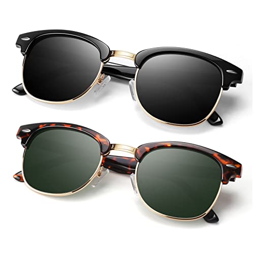B1-(2 Pack) Glossy Black | Black | Golden Rim / Tortoise | Green G15 | Golden Rim