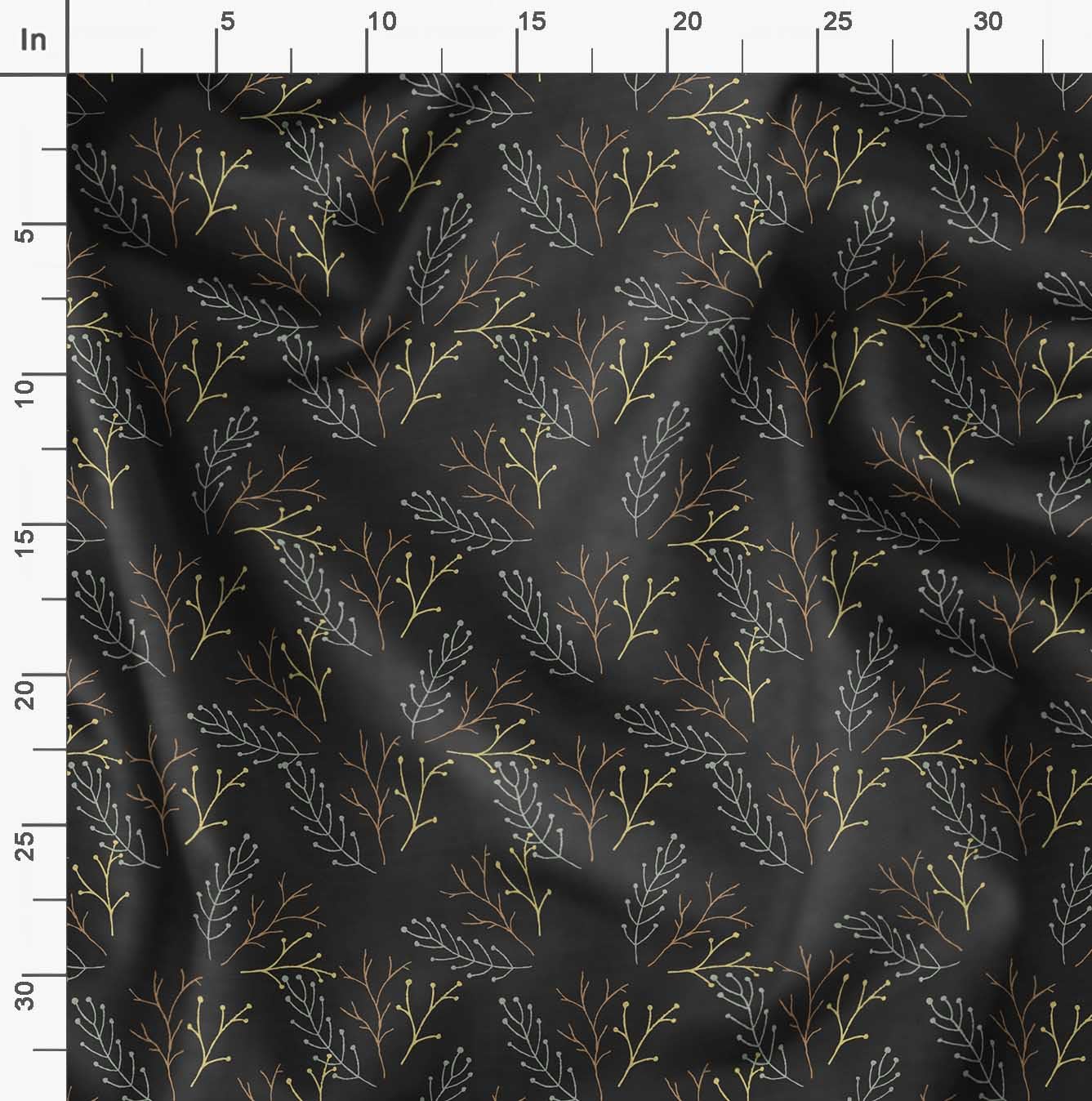 Soimoi Moss Georgette Gray Fabric by The Yard - 42 Inch Wide Dry Branches Tree Print Fabric for DIY Crafts, Home Decor & Fashion Design - Rustic Earthy Printed Fabric for Curtains, Dresses, Quilting and Scarf Making