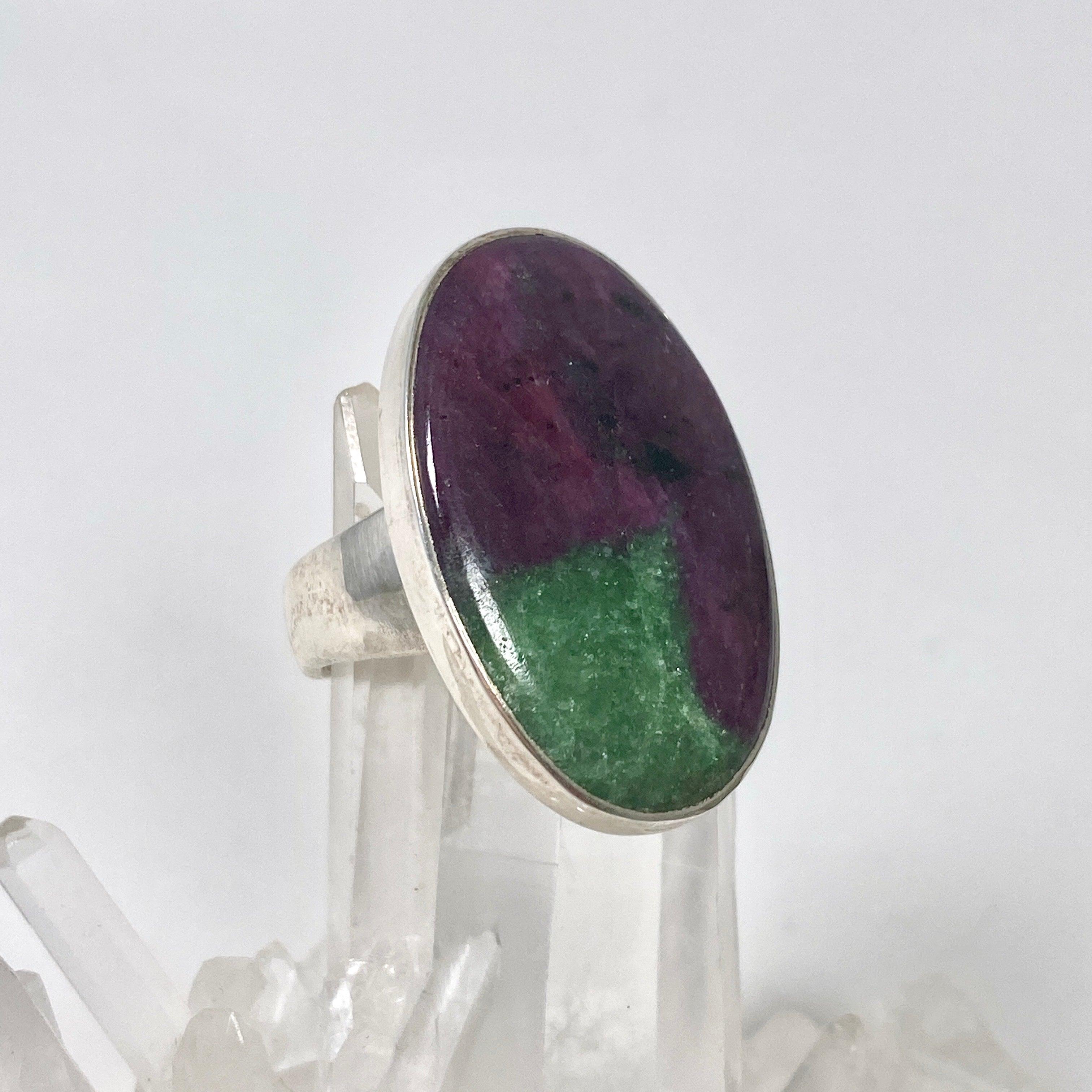 Natural Ruby in Zoisite Oval Ring - Size 9 - KRGJ2442 - Elegant Jewelry for Women, Perfect for Weddings, Parties & Special Occasions