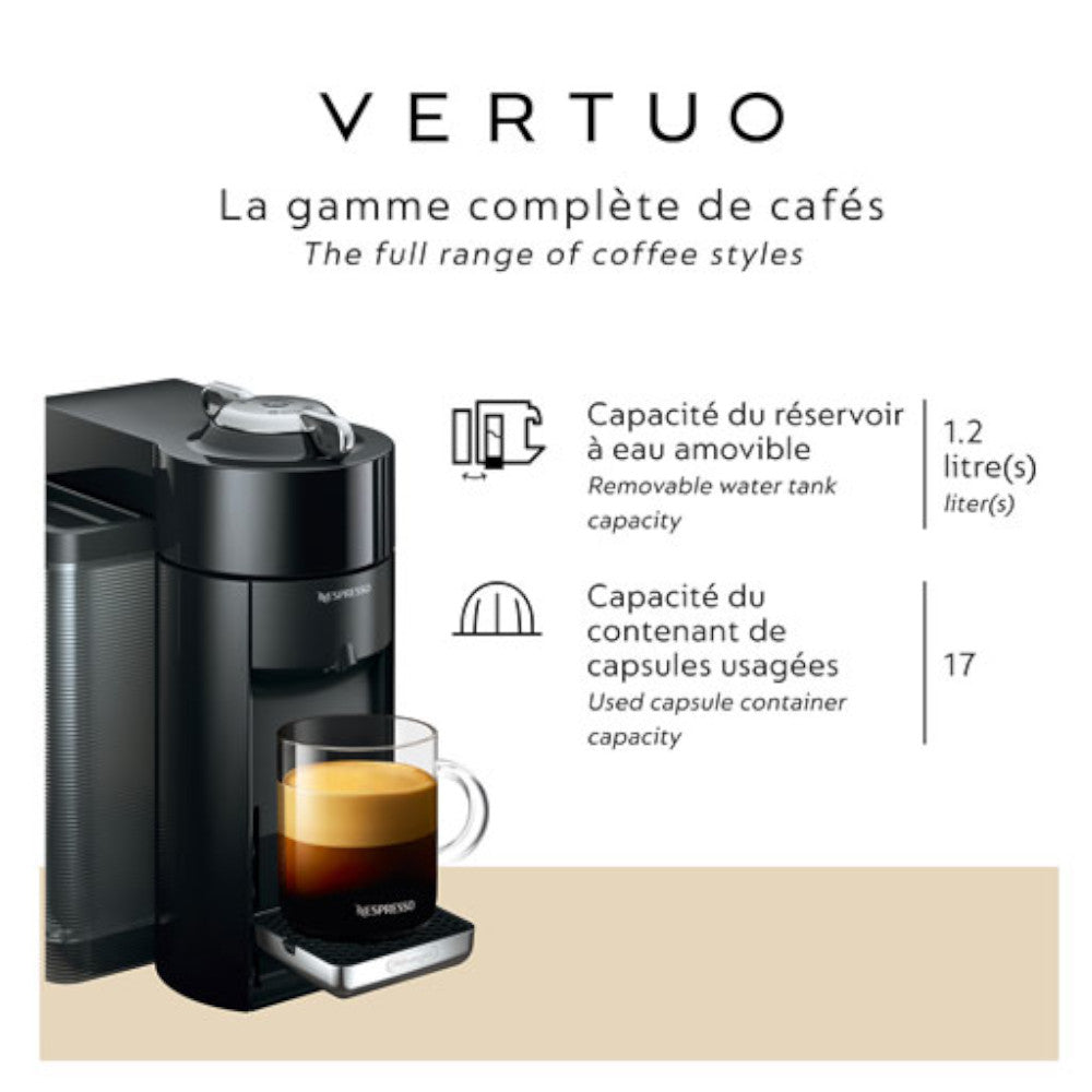 De'Longhi NESPRESSO Vertuo Coffee & Espresso Machine with Aeroccino Milk Frother - Piano Black (ENV135BAECA) - Perfect for Home & Office Coffee Lovers