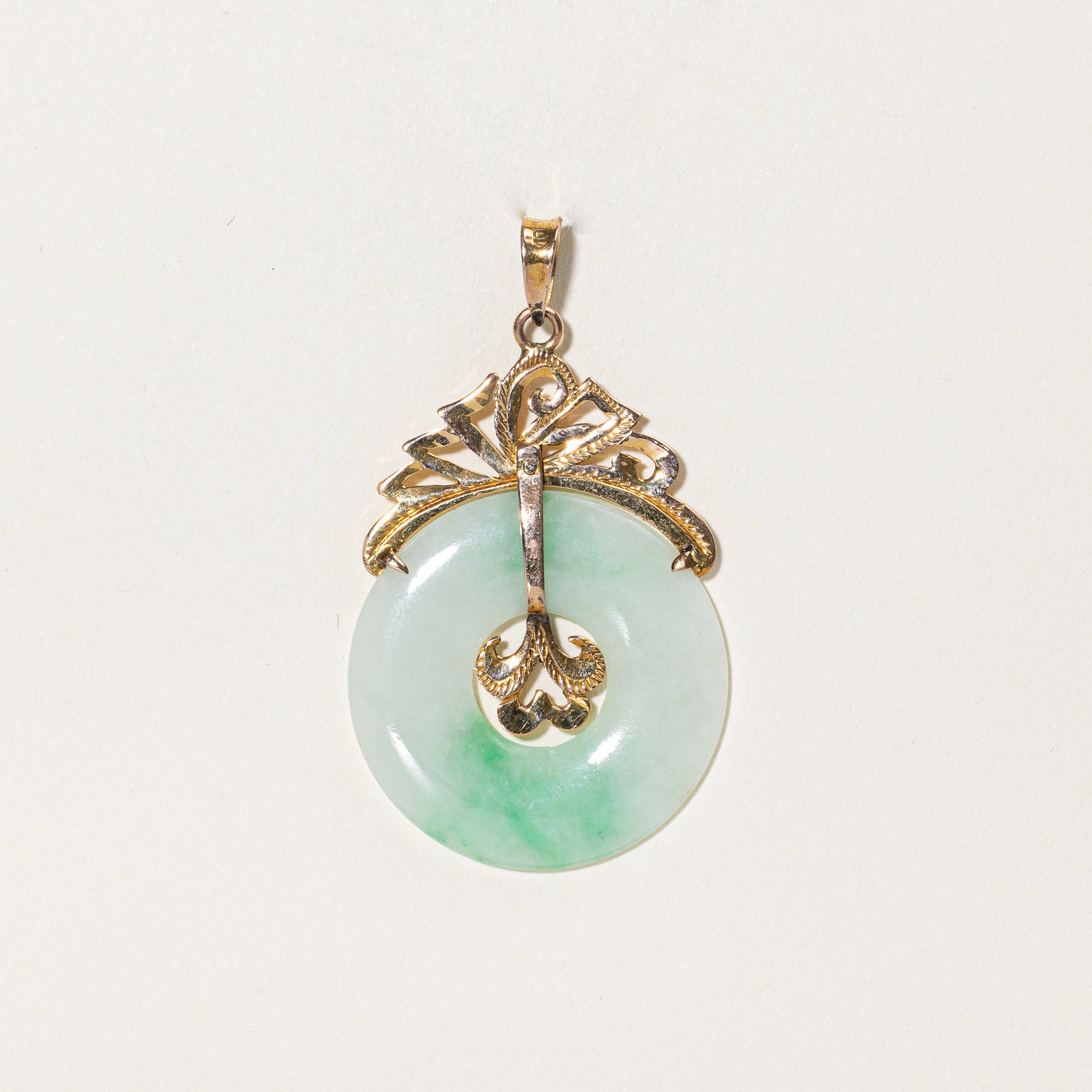 10K Gold Jadeite Bi Disc Pendant Necklace - 13.50 Carat Natural Green Jade - Elegant Jewelry Gift for Women - Perfect for Weddings, Parties & Special Occasions