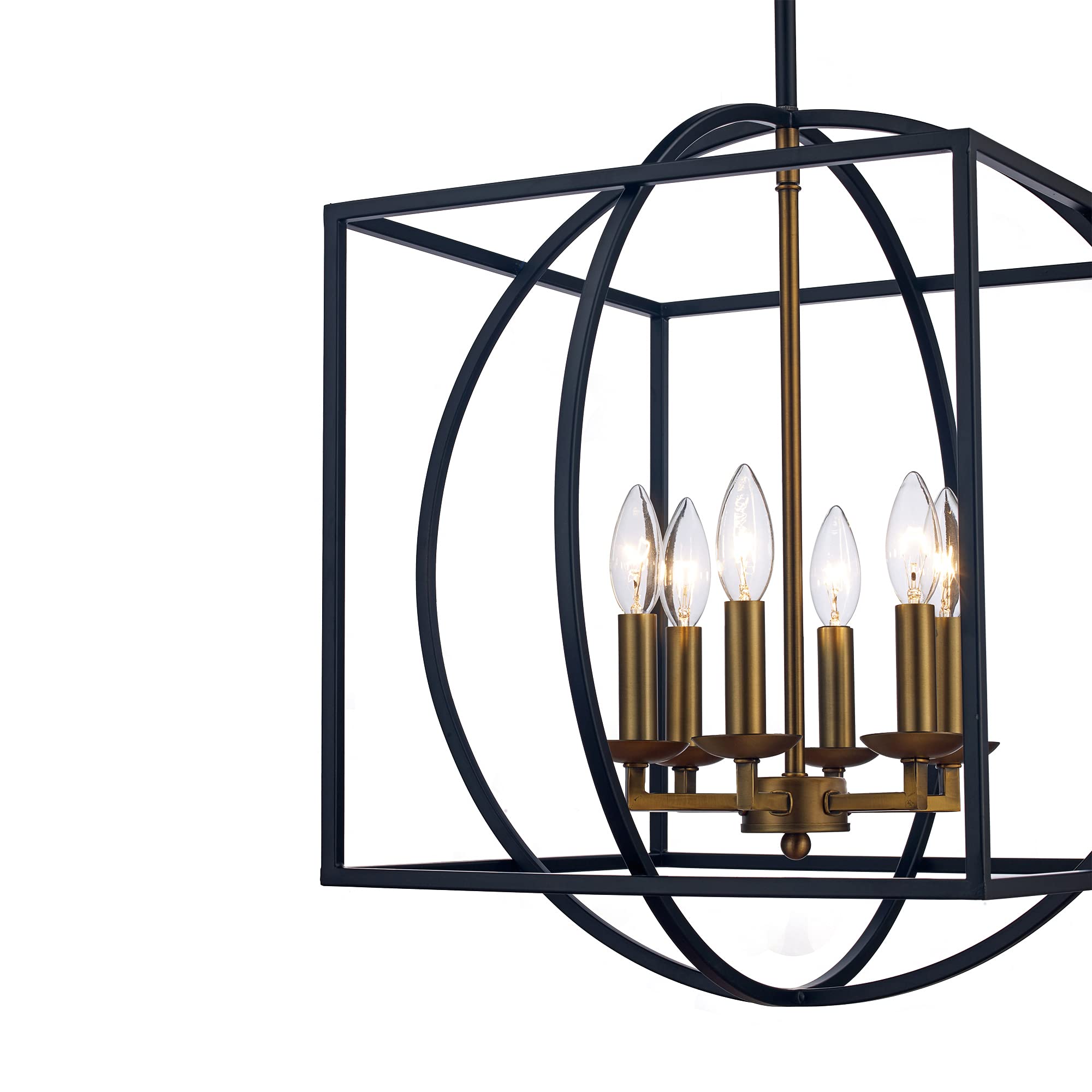 TRANS GLOBE Chattanooga 6-Light Square Candle Chandelier - Modern Farmhouse Ceiling Light Fixture for Dining Room, Living Room & Bedroom